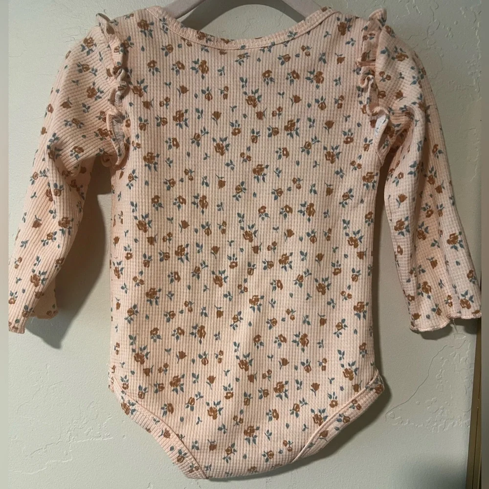 Nicole Miller 2 Piece Set Long Sleeve Pink Floral Brown Corduroy Dress Size 12m - Picture 7 of 10
